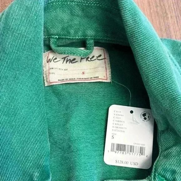 We The Free $128 Madison City Twill Jacket Kelly Green Small Free People - Picture 5 of 5